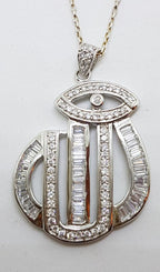 Sterling Silver Cubic Zirconia Large Pendant on Silver Chain