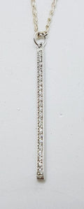 Sterling Silver Cubic Zirconia Long Line Pendant on Silver Chain