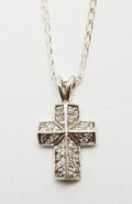 Sterling Silver Cubic Zirconia Cross/Crucifix Pendant on Silver Chain