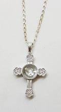 Sterling Silver Cubic Zirconia Spinner Cross/Crucifix Pendant on Silver Chain
