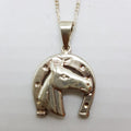 Sterling Silver Horse Head Horseshoe Pendant on Sterling Silver Chain