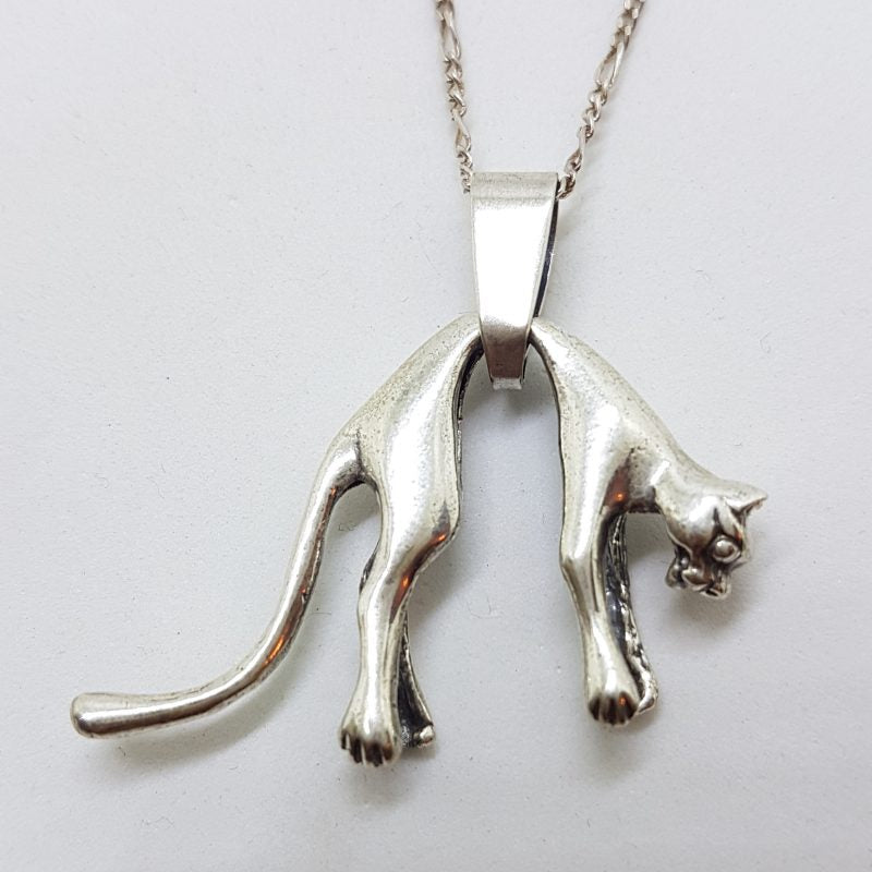Sterling Silver Cat/Leopard/Panther Pendant on Silver Chain