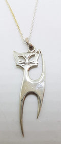 Sterling Silver Cat Silhouette Pendant on Silver Chain