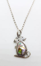 Sterling Silver Paua Shell Mouse Pendant on Silver Chain