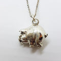 Sterling Silver Pig Solid Pendant on Silver Chain