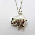 Sterling Silver Pig Solid Pendant on Silver Chain