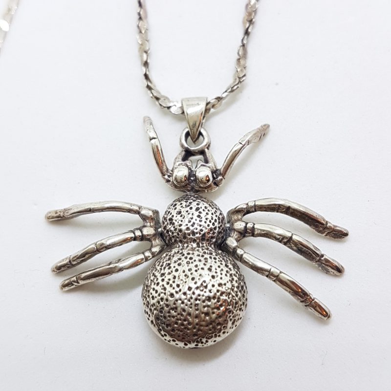Sterling Silver Spider Pendant on Silver Chain - Jointed
