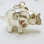 Sterling Silver Large Solid/Heavy Elephant Pendant on Silver Chain