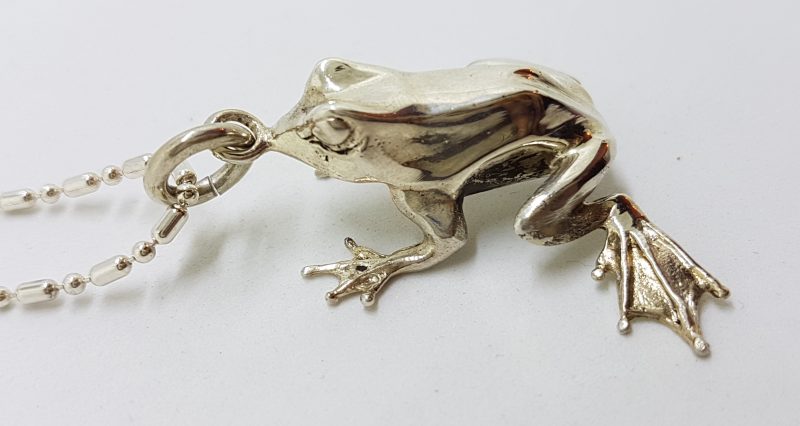 Sterling Silver Frog Pendant on Sterling Silver Chain