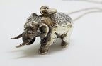 Sterling Silver Heavy Solid Elephant Pendant on Silver Chain