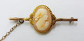 9ct Gold Ornate Oval Cameo Lady Head Bar Brooch