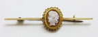 9ct Yellow Gold Oval Cameo Lady Head Bar Brooch - Antique / Vintage