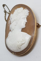 9ct Rose Gold Large Oval Lady Cameo Brooch - Antique / Vintage