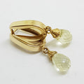 9ct Yellow Gold Lemon Citrine / Quartz Huggie Hoop Drop Earrings