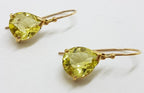 9ct Yellow Gold Teardrop / Pear Shape Lemon Citrine Drop Earrings - Lemon Quartz
