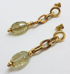 9ct Yellow Gold Lemon Citrine / Quartz Long Drop Earrings