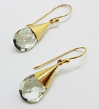 9ct Yellow Gold Green Amethyst / Prasiolite Cone Shape Drop Earrings