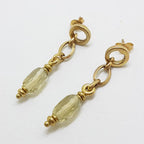 9ct Yellow Gold Lemon Citrine / Quartz Long Drop Earrings