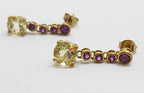 9ct Yellow Gold Rhodolite Garnet and Lemon Citrine Drop Earrings