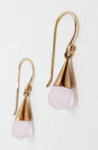 9ct Yellow Gold Faceted Rose Quartz Cone Drop Earrings