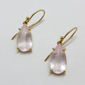 9ct Yellow Gold Faceted Rose Quartz Teardrop Shape Drop Earrings