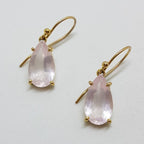 9ct Yellow Gold Faceted Rose Quartz Teardrop Shape Drop Earrings