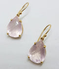 9ct Yellow Gold Faceted Rose Quartz Teardrop Shape Drop Earrings