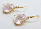 9ct Yellow Gold Faceted Rose Quartz Teardrop Shape Drop Earrings