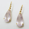 9ct Yellow Gold Faceted Rose Quartz Teardrop Shape Drop Earrings