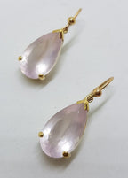 9ct Yellow Gold Faceted Rose Quartz Teardrop Shape Drop Earrings
