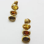 9ct Yellow Gold Citrine &amp; Smokey Quartz Studs / Earrings