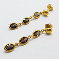 9ct Yellow Gold Smokey Quartz Long Drop Earrings