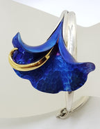 Sterling Silver Titanium Blue Flower Bangle