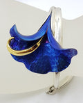 Sterling Silver Titanium Blue Flower Bangle