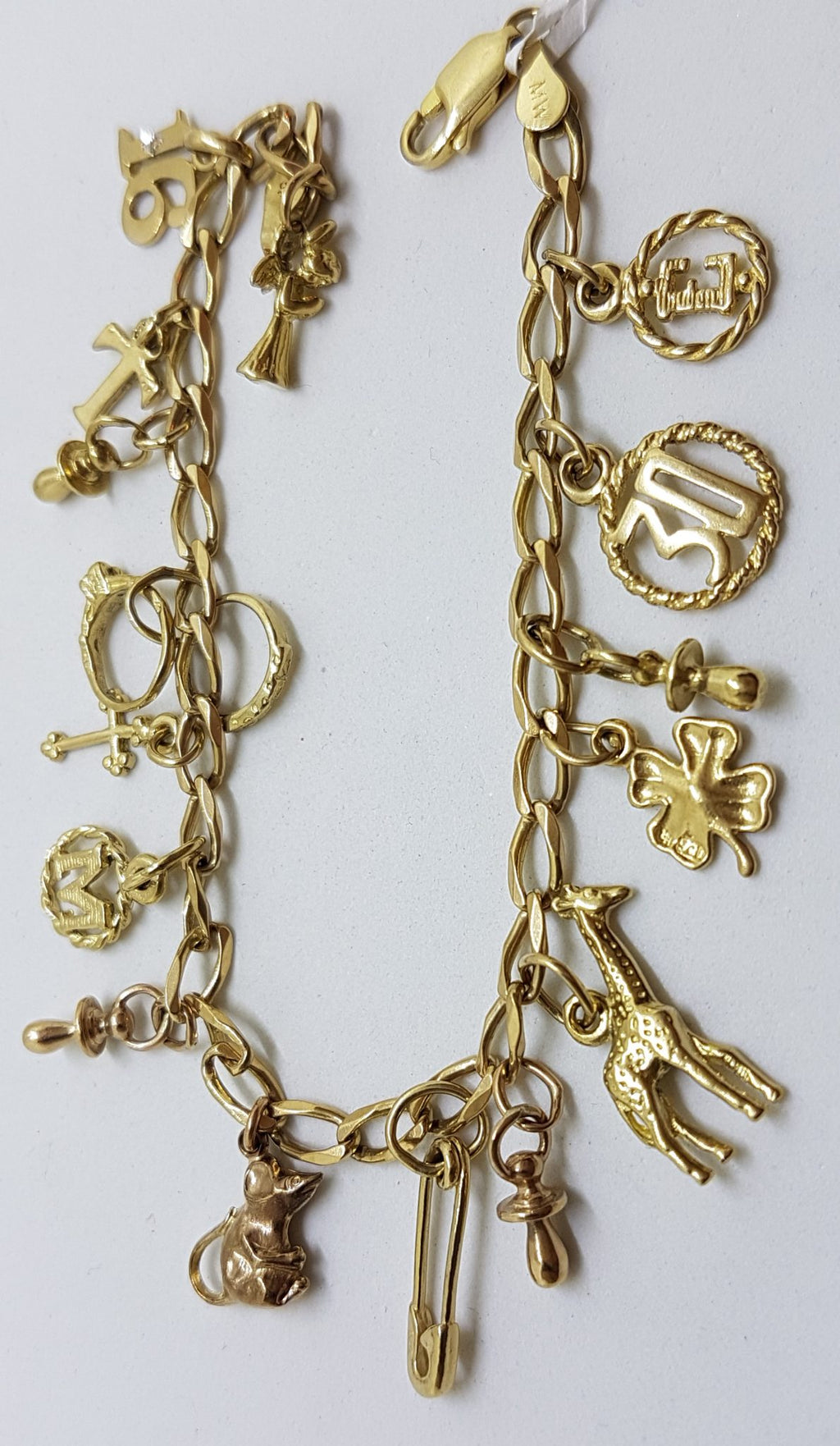 9ct Yellow Gold Charm Bracelet - 16 Charms