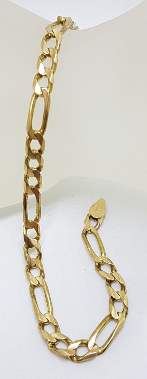 9ct Yellow Gold 3 x 1 Figaro Link Bracelet