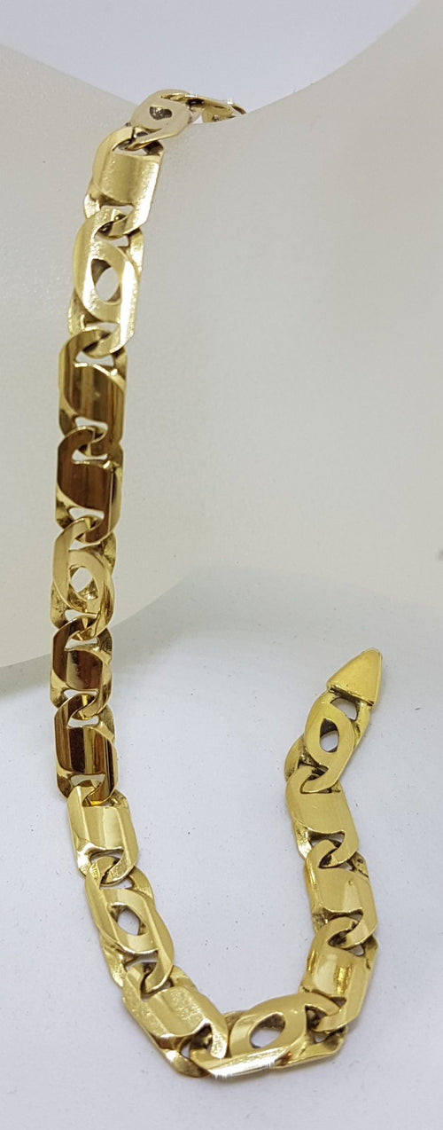 18ct Yellow Gold Unusual Flat Link Bracelet - Ladies / Gents