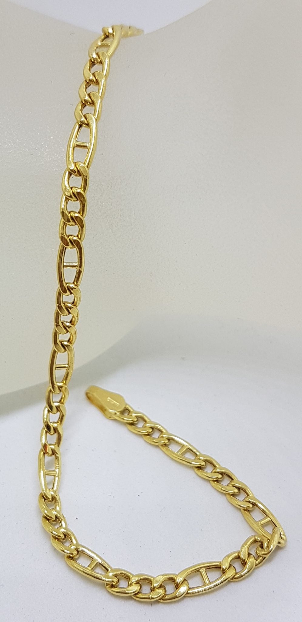 18ct Yellow Gold Figaro Anchor Link Bracelet - Ladies / Gents