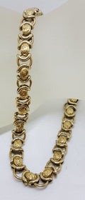 9ct Yellow Gold Ornate Link Bracelet with Bolt Clasp - Vintage
