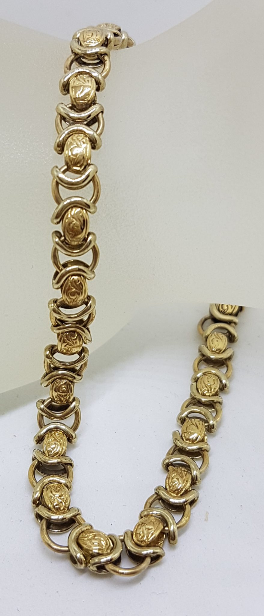9ct Yellow Gold Ornate Link Bracelet with Bolt Clasp - Vintage