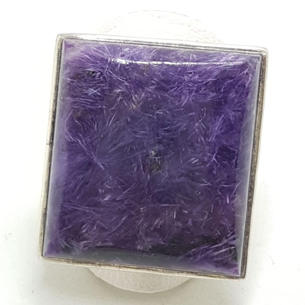 Sterling Silver Large Rectangular Charoite Ring