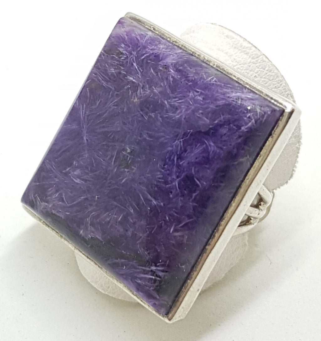 Sterling Silver Large Rectangular Charoite Ring