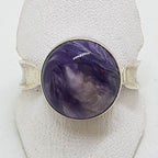 Sterling Silver Round Charoite Ring