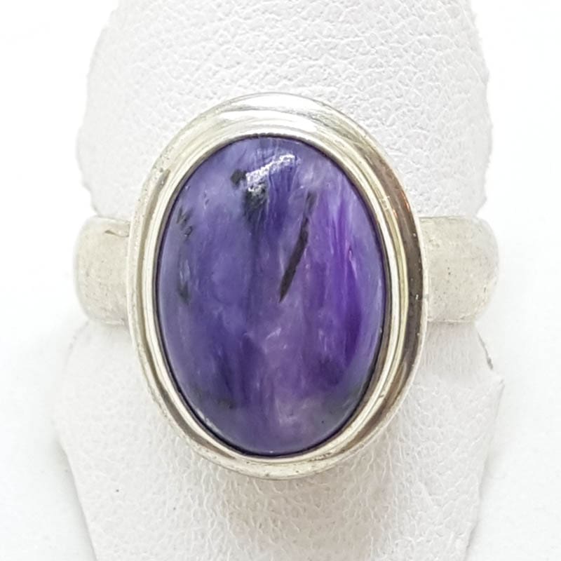 Sterling Silver Large Oval Charoite Ring