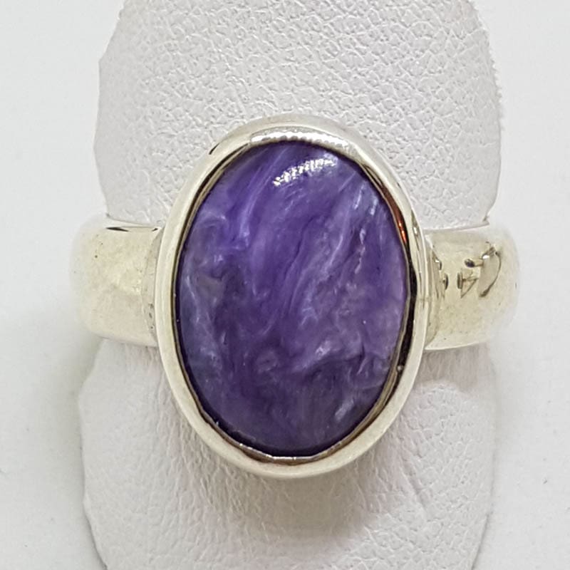 Sterling Silver Oval Charoite Ring