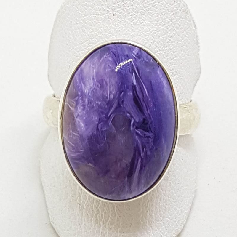 Sterling Silver Large Oval Charoite Ring