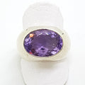 Sterling Silver Oval Amethyst Chunky / Solid Ring