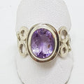 Sterling Silver Amethyst Oval Ornate Ring
