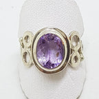 Sterling Silver Amethyst Oval Ornate Ring