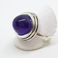 Sterling Silver Pointy Round Cabochon Amethyst Ring